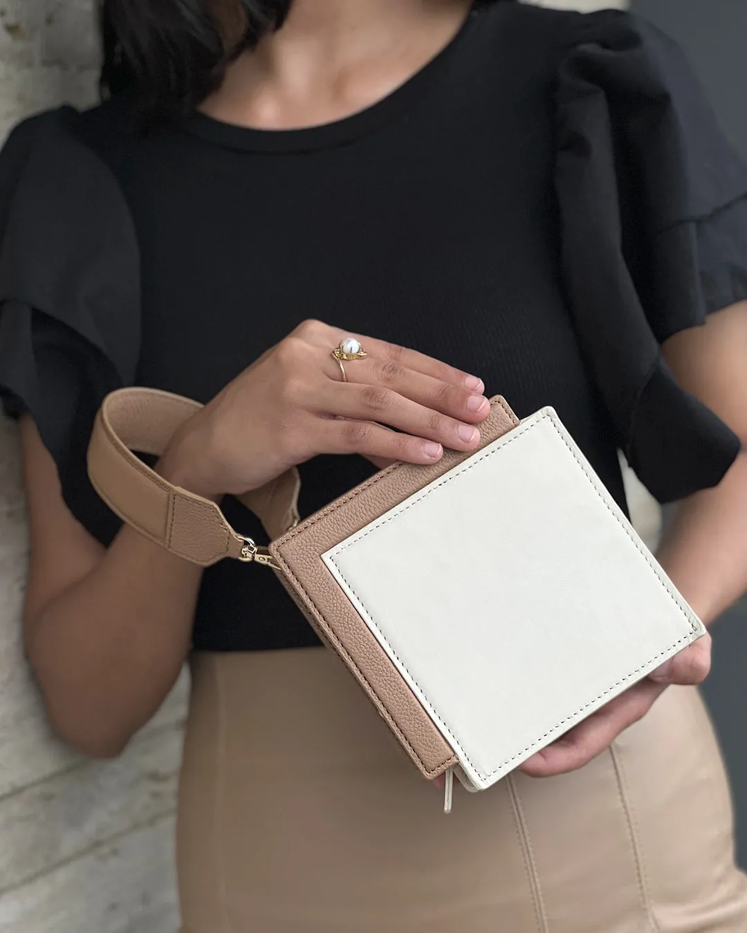 Adisee Cami Bag in Ivory and Sand