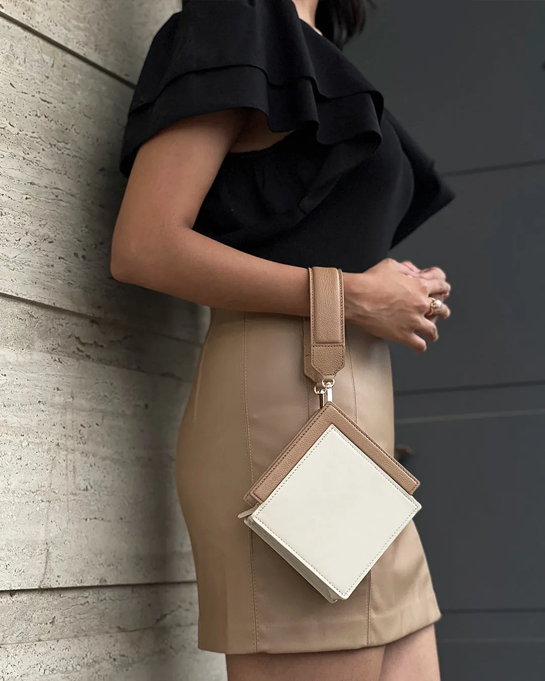 Adisee Cami Bag in Ivory and Sand