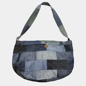 BZEN PMB23-15 RECYLED DENIM PATCHWORK MAIL BAG- INDIGO