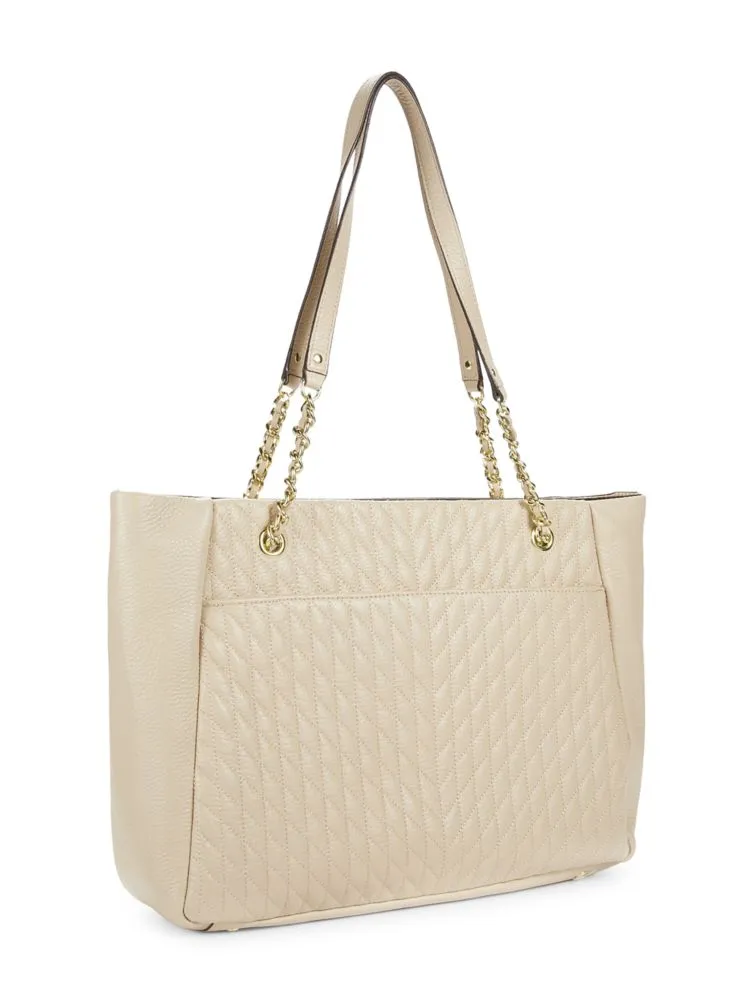 Karl Lagerfeld Paris leather tote with chain, Shell color