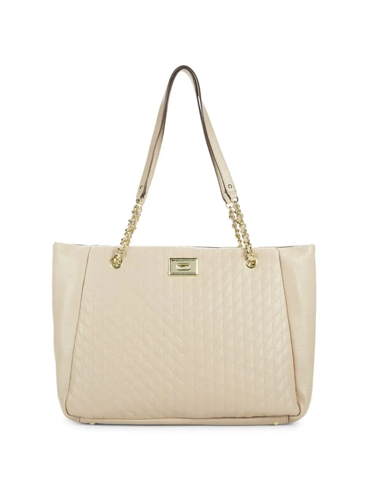 Karl Lagerfeld Paris leather tote with chain, Shell color