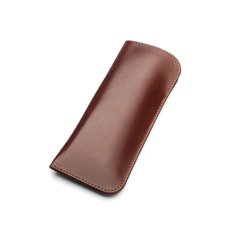 Large Leather Glasses Case - Dark Tan