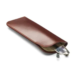Large Leather Glasses Case - Dark Tan