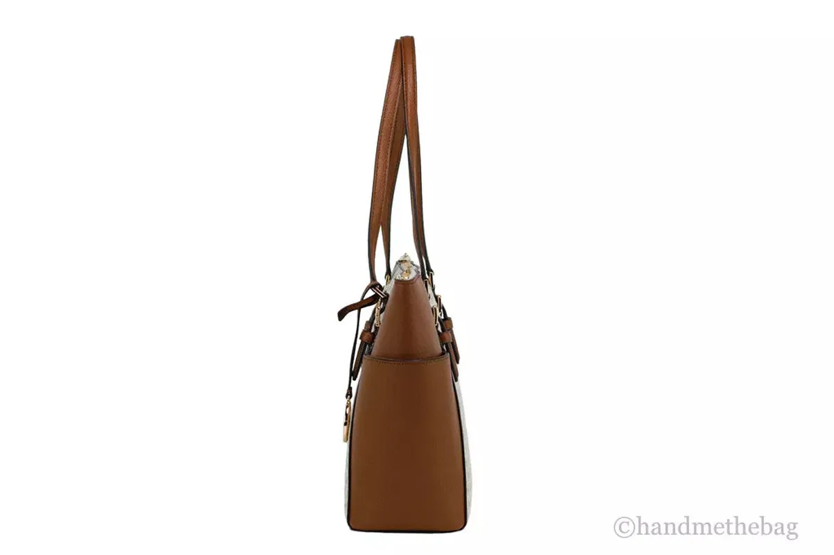 Michael Kors Charlotte Top Zip Tote Vanilla MK Signature Shoulder Bag