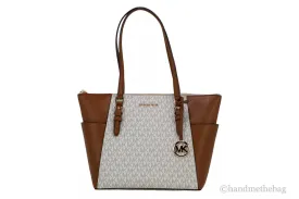 Michael Kors Charlotte Top Zip Tote Vanilla MK Signature Shoulder Bag