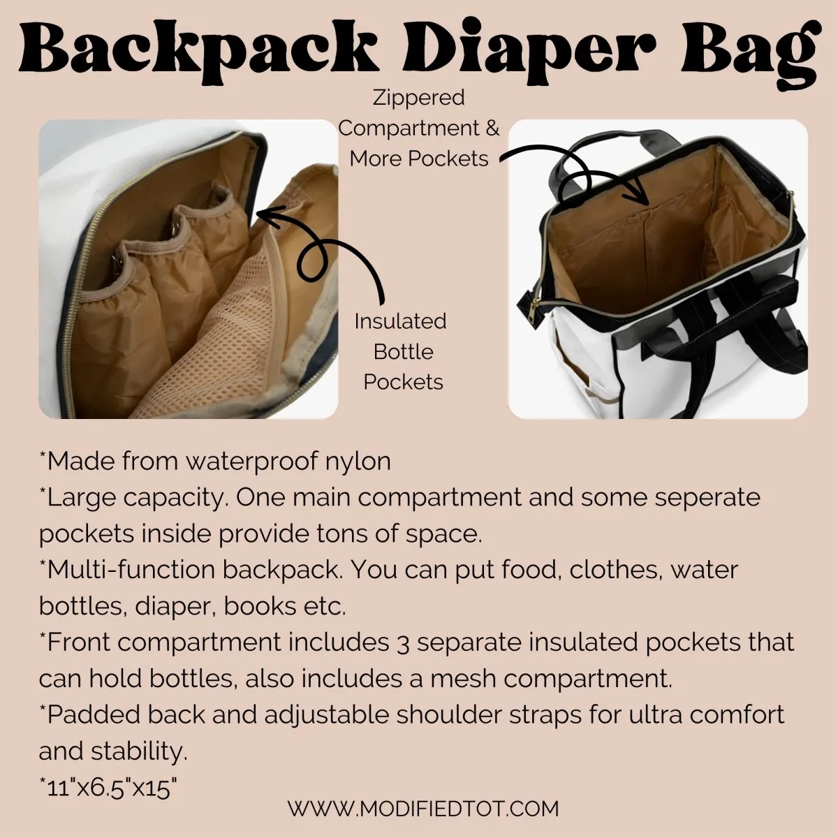 Vintage Sports Personalized Backpack Diaper Bag